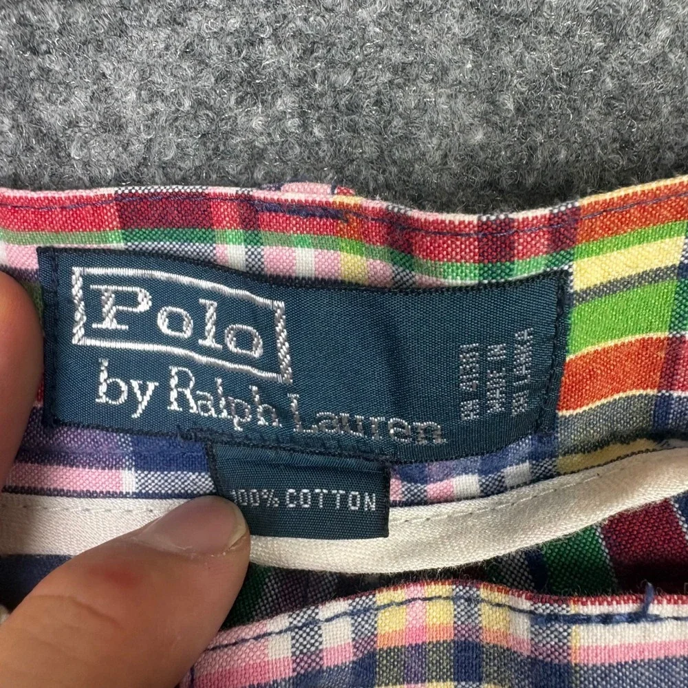 Polo Ralph Lauren Shorts Mens 42 Multicolor Madras Plaid Cotton Preppy Classic